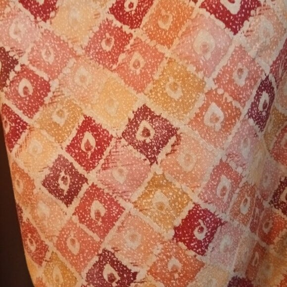 New Cropped Pants womens XL Peach Pink geometric print Elastic waist Side pocket - Picture 3 of 7